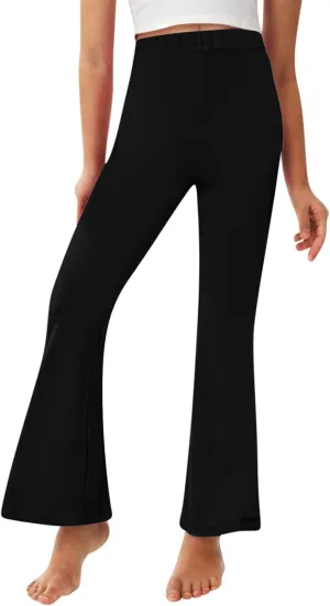 Girls Bell Bottom Stretch Yoga Pants High Waisted Flare Leggings Workout Lounge Trousers 2-13Y