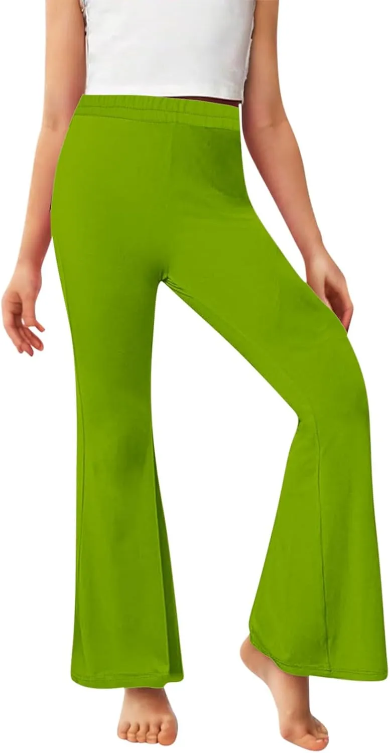 Girls Bell Bottom Stretch Yoga Pants High Waisted Flare Leggings Workout Lounge Trousers 2-13Y
