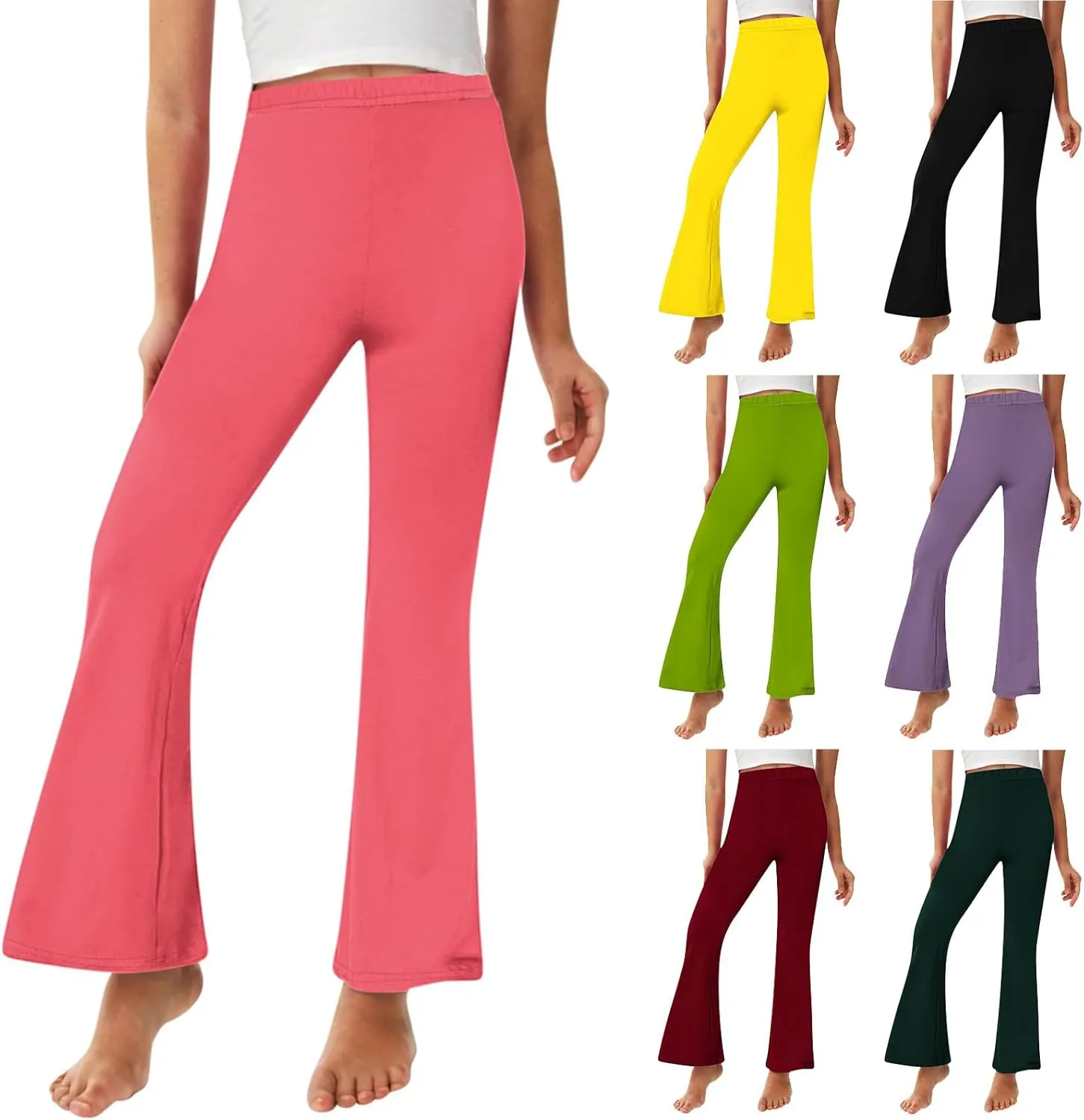 Girls Bell Bottom Stretch Yoga Pants High Waisted Flare Leggings Workout Lounge Trousers 2-13Y