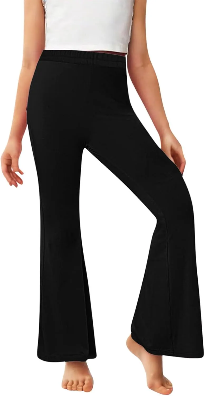 Girls Bell Bottom Stretch Yoga Pants High Waisted Flare Leggings Workout Lounge Trousers 2-13Y