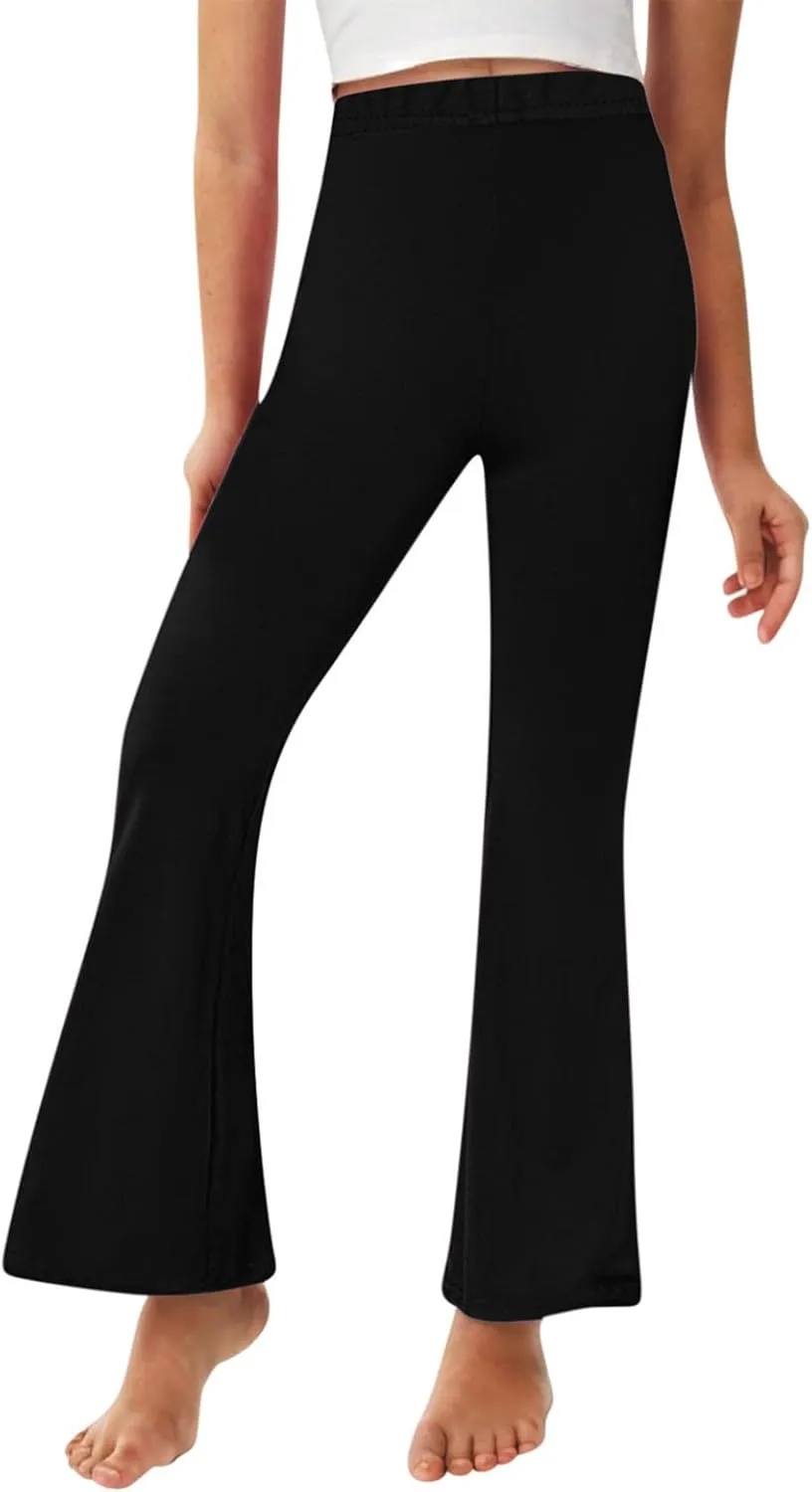 Girls Bell Bottom Stretch Yoga Pants High Waisted Flare Leggings Workout Lounge Trousers 2-13Y