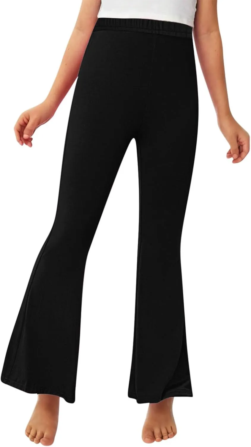 Girls Bell Bottom Stretch Yoga Pants High Waisted Flare Leggings Workout Lounge Trousers 2-13Y