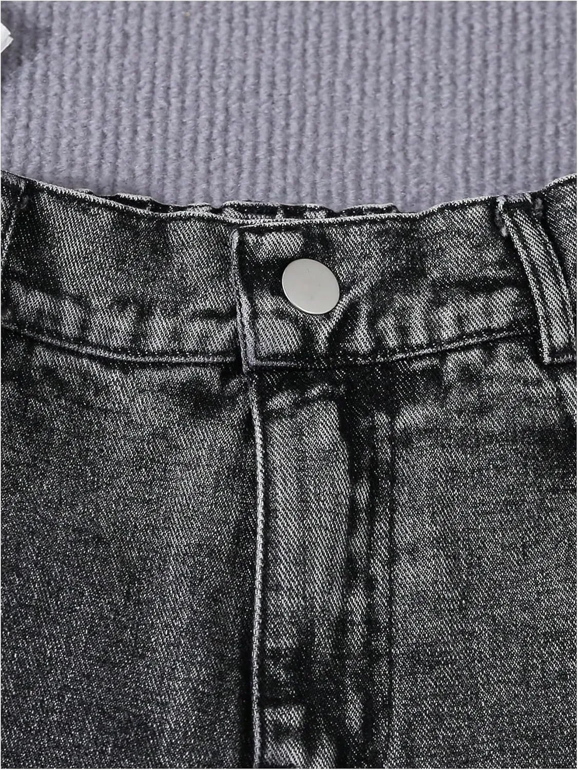 GORGLITTER Girl's Ripped Jean Shorts Distressed Frayed Raw Denim Shorts with Pocket