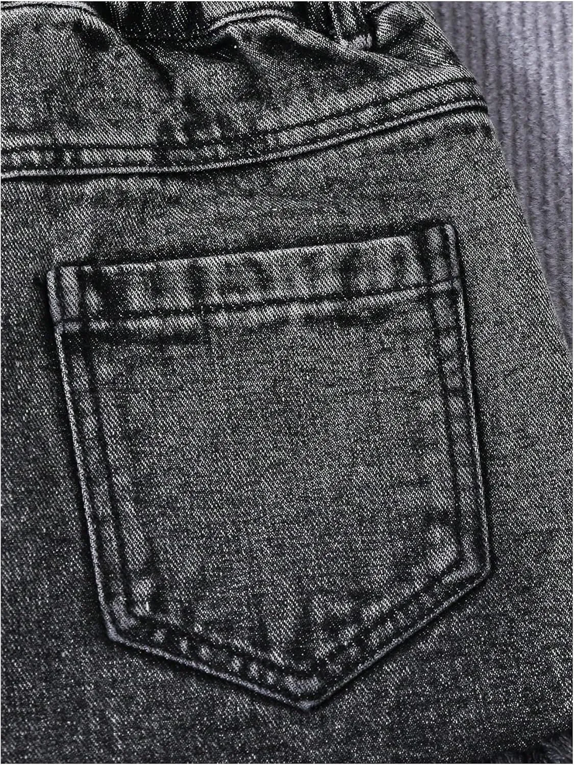 GORGLITTER Girl's Ripped Jean Shorts Distressed Frayed Raw Denim Shorts with Pocket