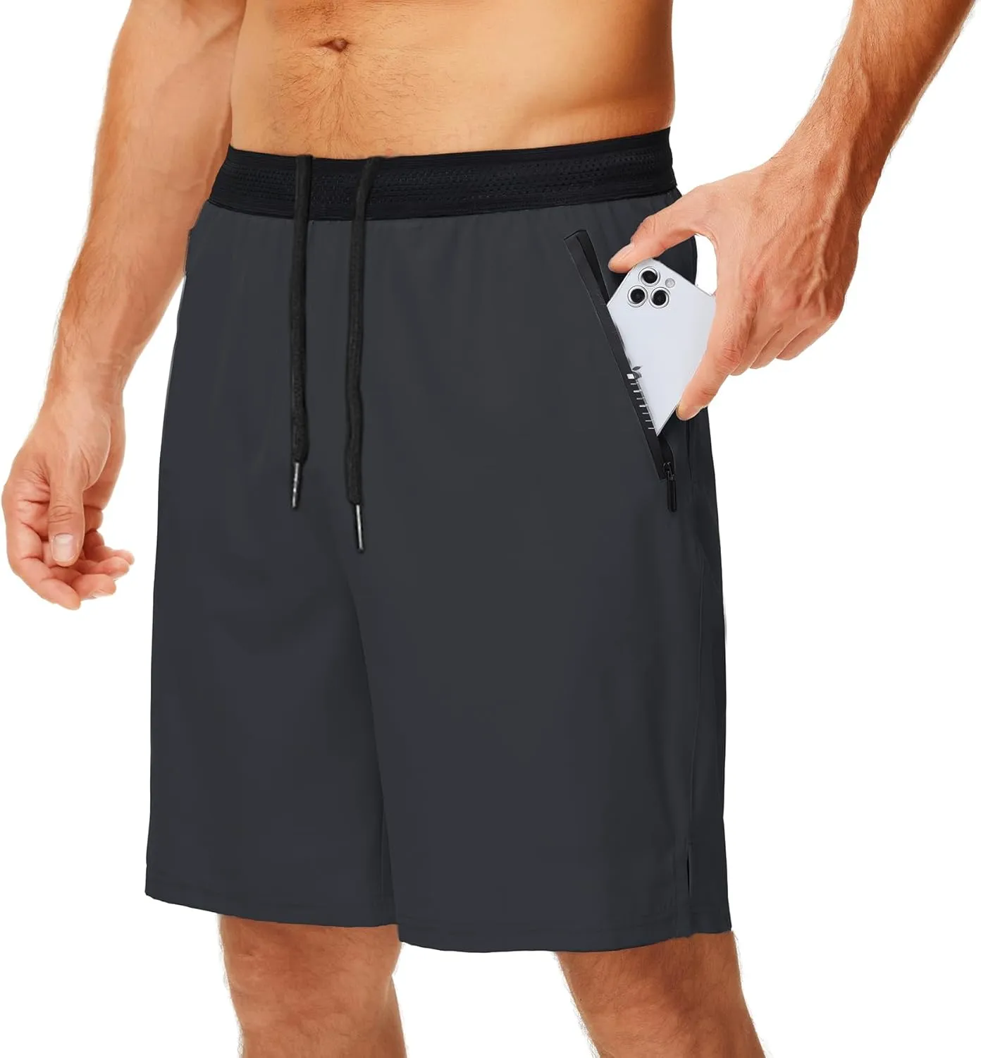 GYMELITE Men's Workout Running Shorts Gym Athletic Shorts 7'' Inseam Quick Dry Lightweight Shorts Sports with Zipper Pockets