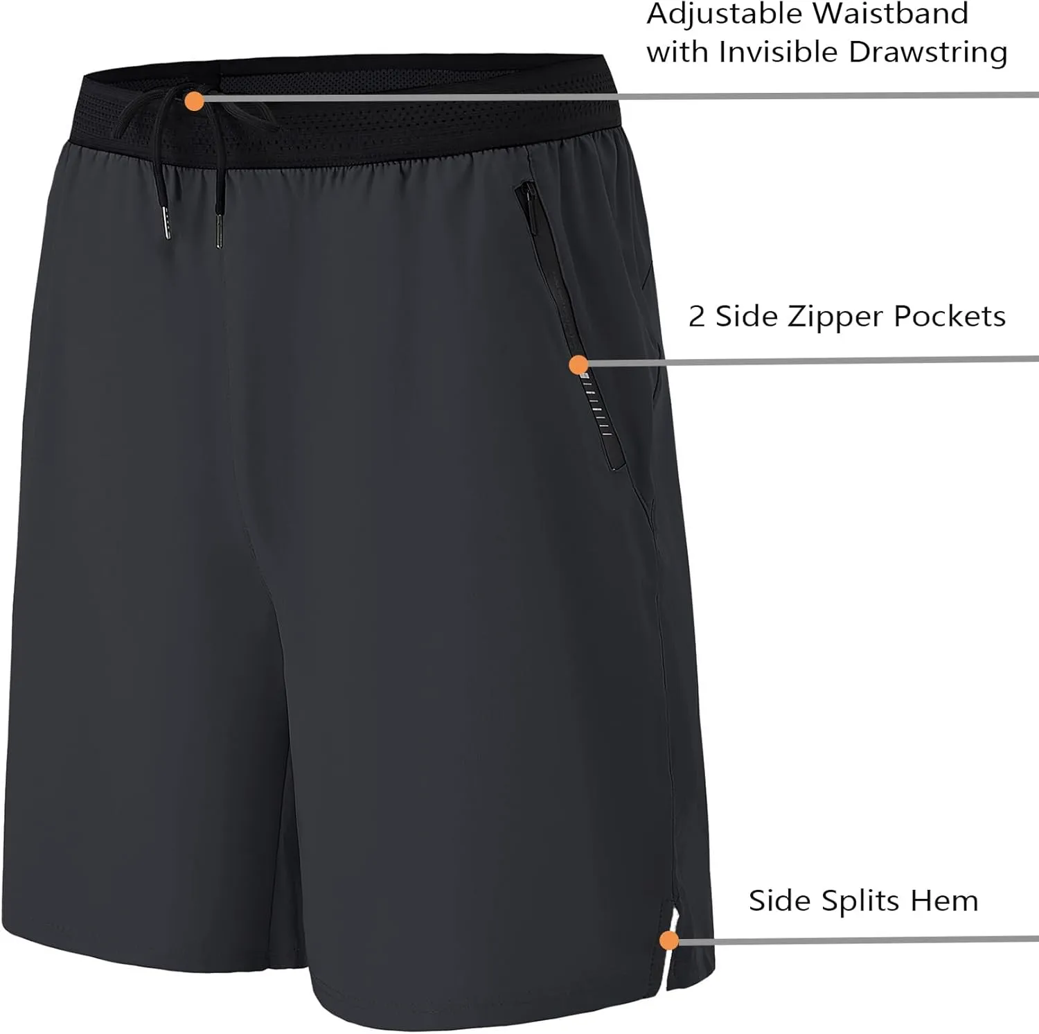 GYMELITE Men's Workout Running Shorts Gym Athletic Shorts 7'' Inseam Quick Dry Lightweight Shorts Sports with Zipper Pockets