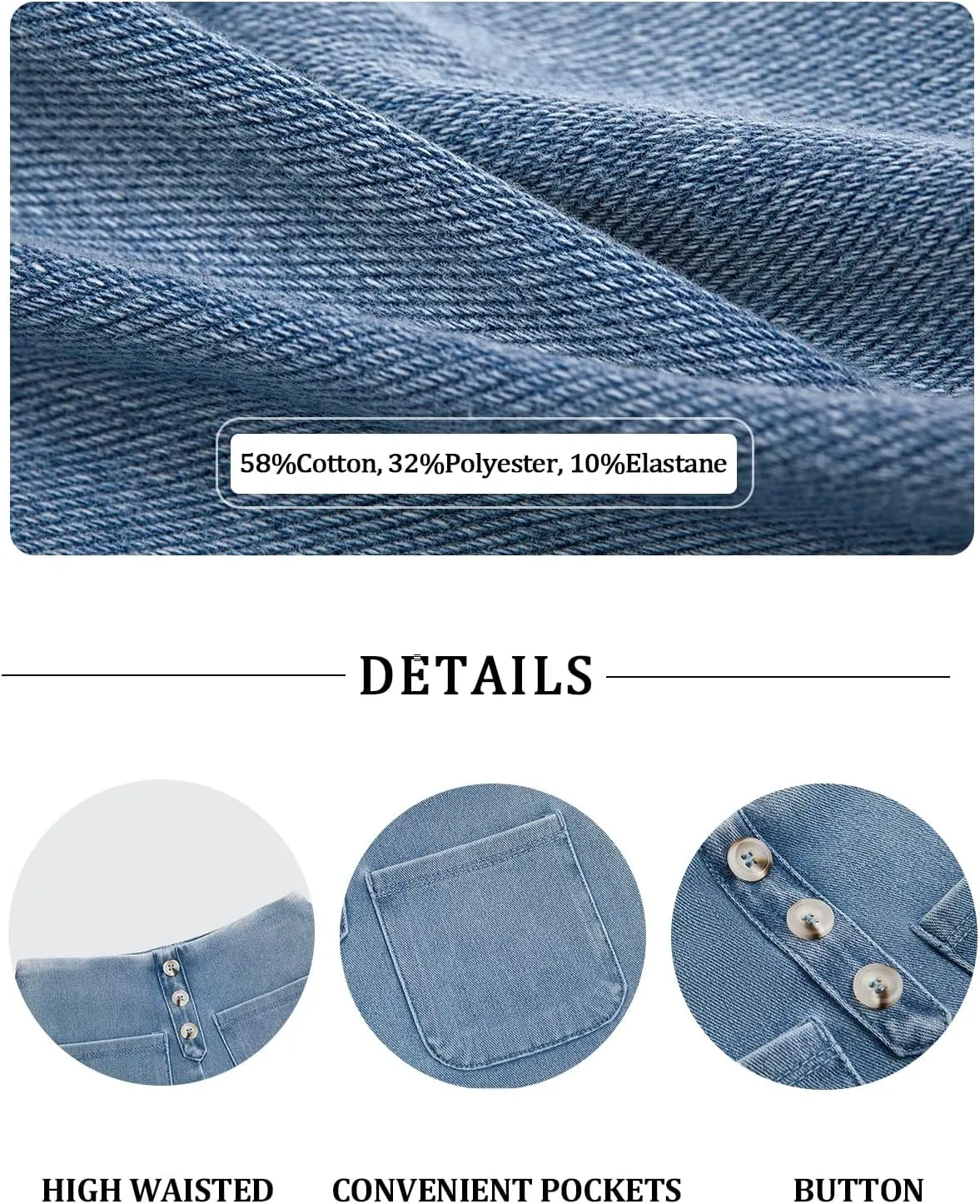 Haloumoning Girls Jean Shorts Kids Cute High Waist Shorts Button Summer Demin Shorts with Pockets 5-14 Years