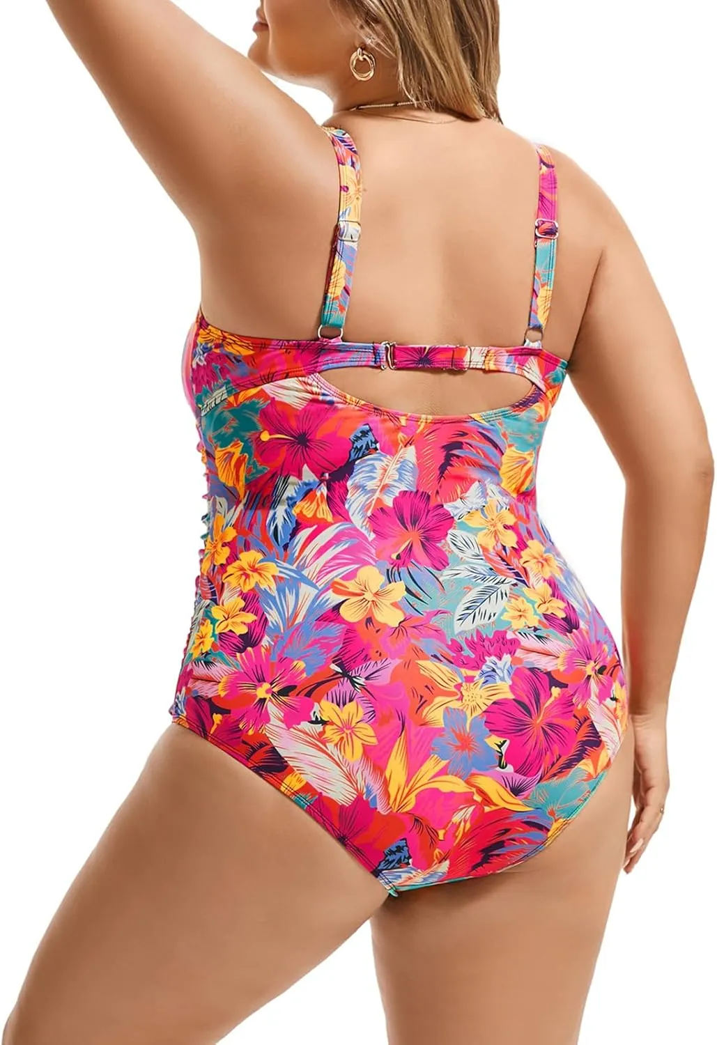 Hanna Nikole Women Plus Size One Piece Swimsuits Tummy Control Bathing Suit Twist Front Ruched Push Up Swimwear