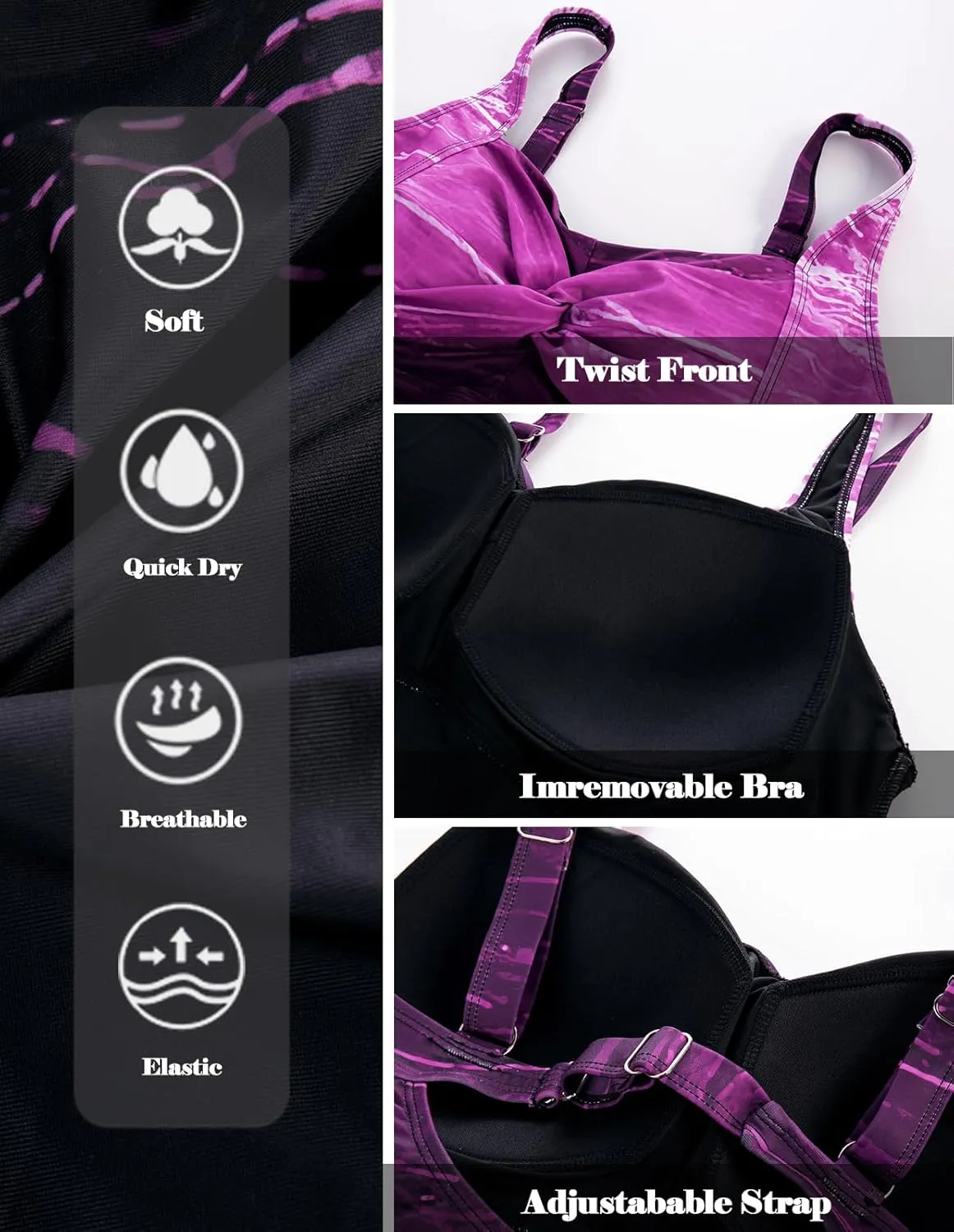 Hanna Nikole Women Plus Size One Piece Swimsuits Tummy Control Bathing Suit Twist Front Ruched Push Up Swimwear