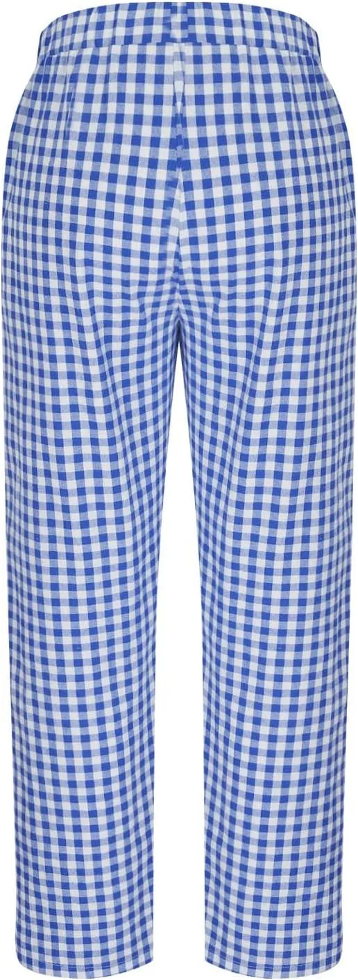 HGps8w Plaid Linen Pants for Women Trendy Loose Elastic Waist Casual Summer Lounge Sweatpants with Pockets