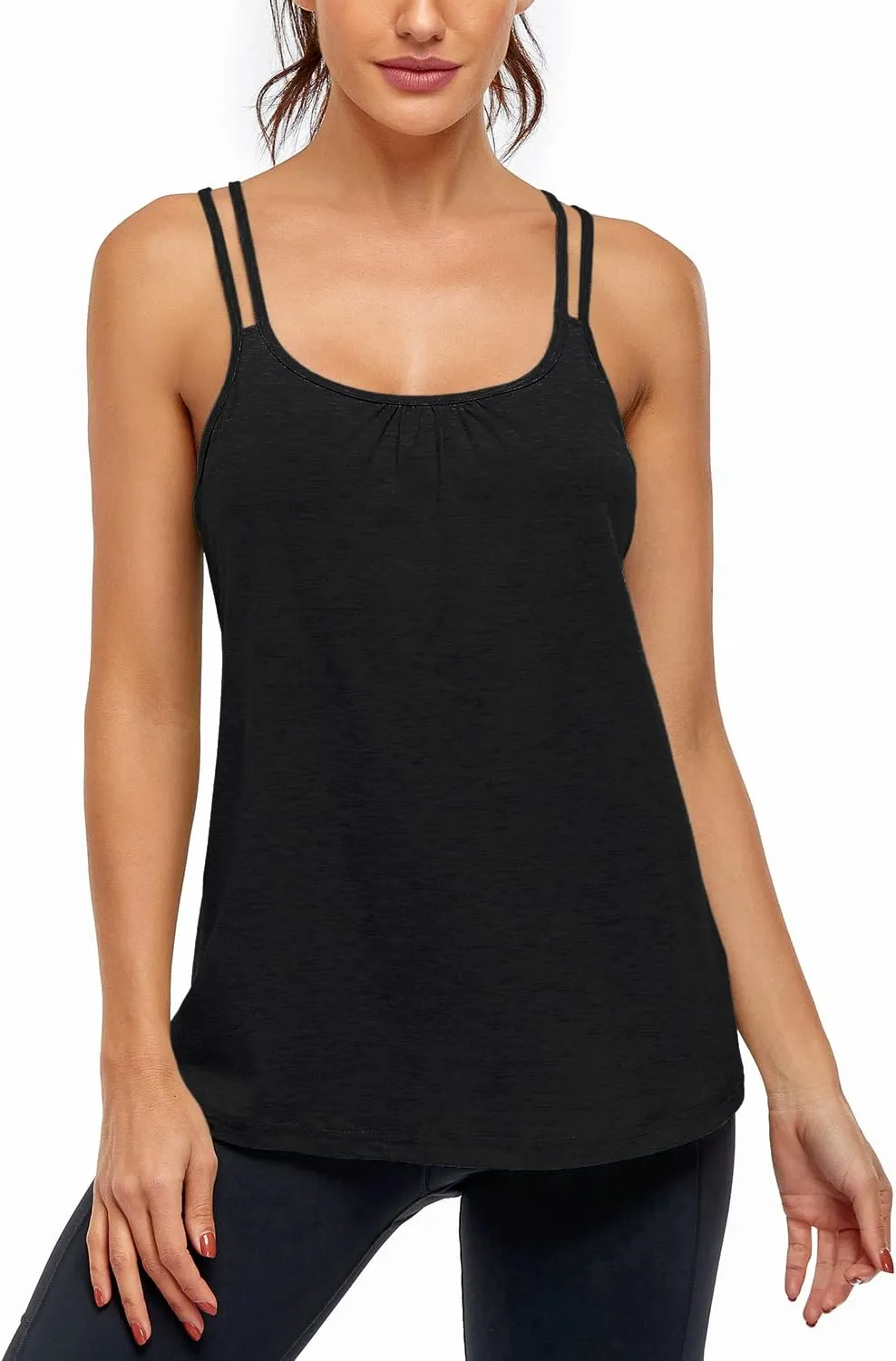 Hibelle Women's Workout Yoga Racerback Tank Tops with Built in Shelf Bra