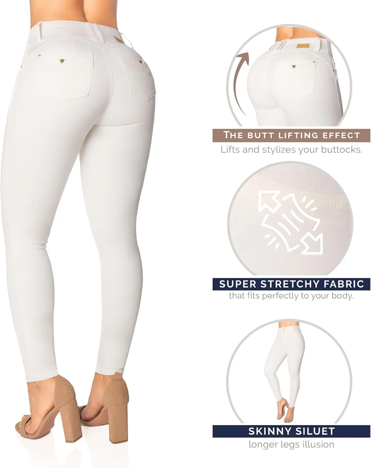 High-Rise Push-Up Jeans Pantalones Levanta Cola Colombianos Originales