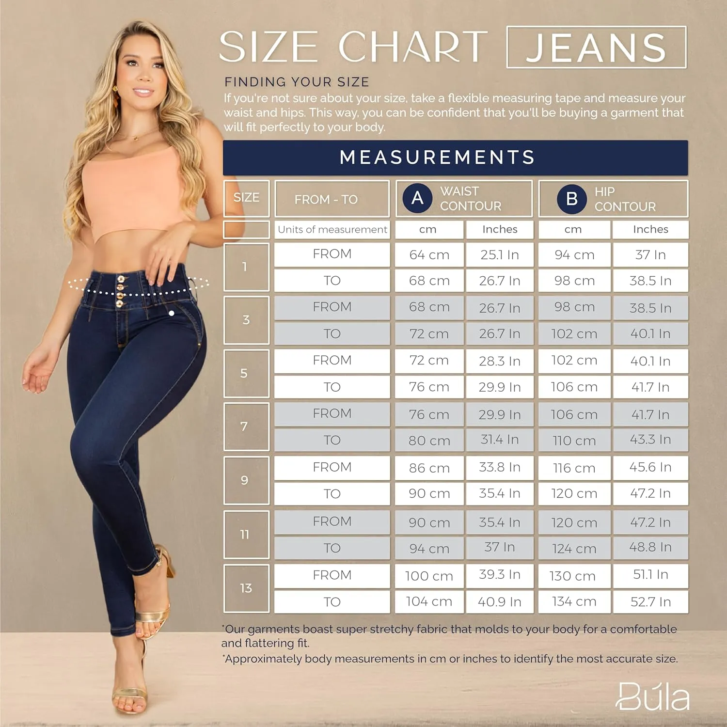 High-Rise Push-Up Jeans Pantalones Levanta Cola Colombianos Originales