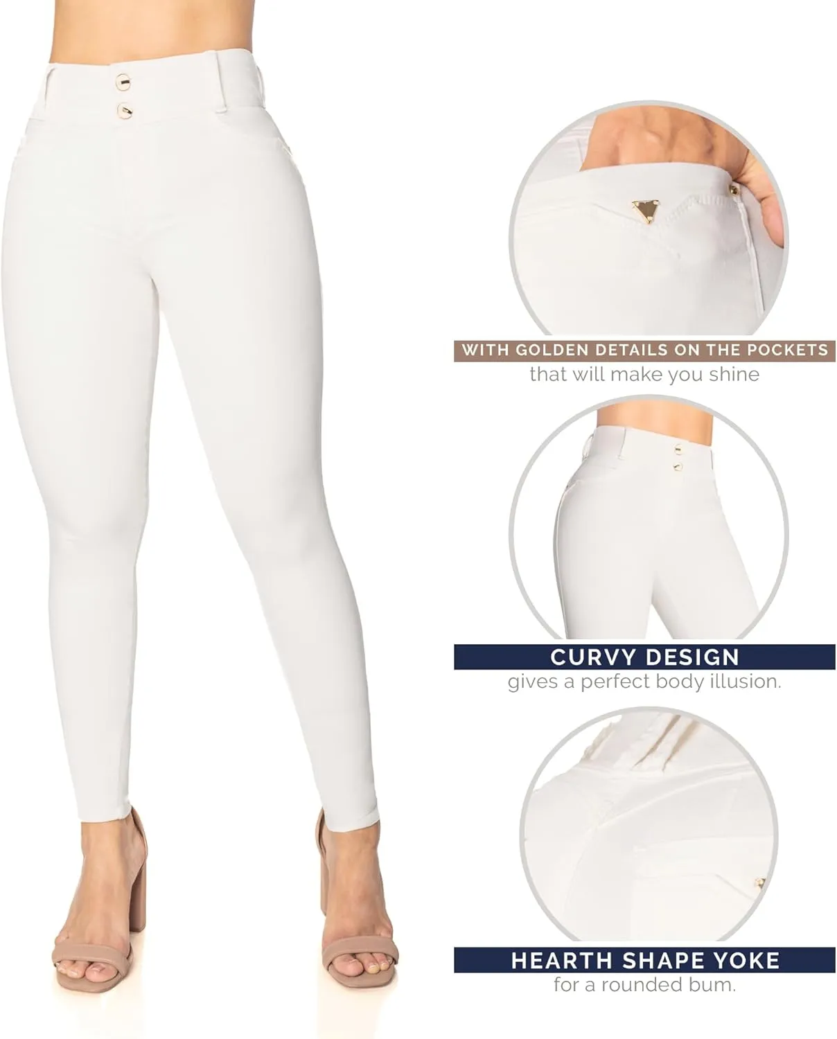 High-Rise Push-Up Jeans Pantalones Levanta Cola Colombianos Originales