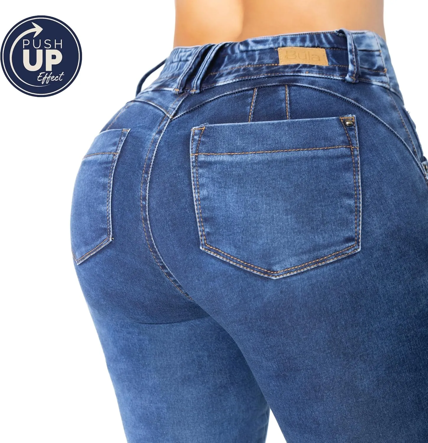 High-Rise Push-Up Jeans Pantalones Levanta Cola Colombianos Originales