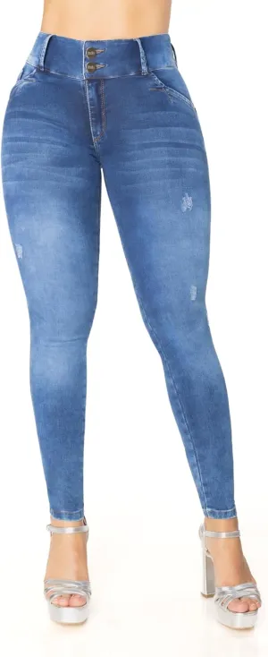High-Rise Push-Up Jeans Pantalones Levanta Cola Colombianos Originales