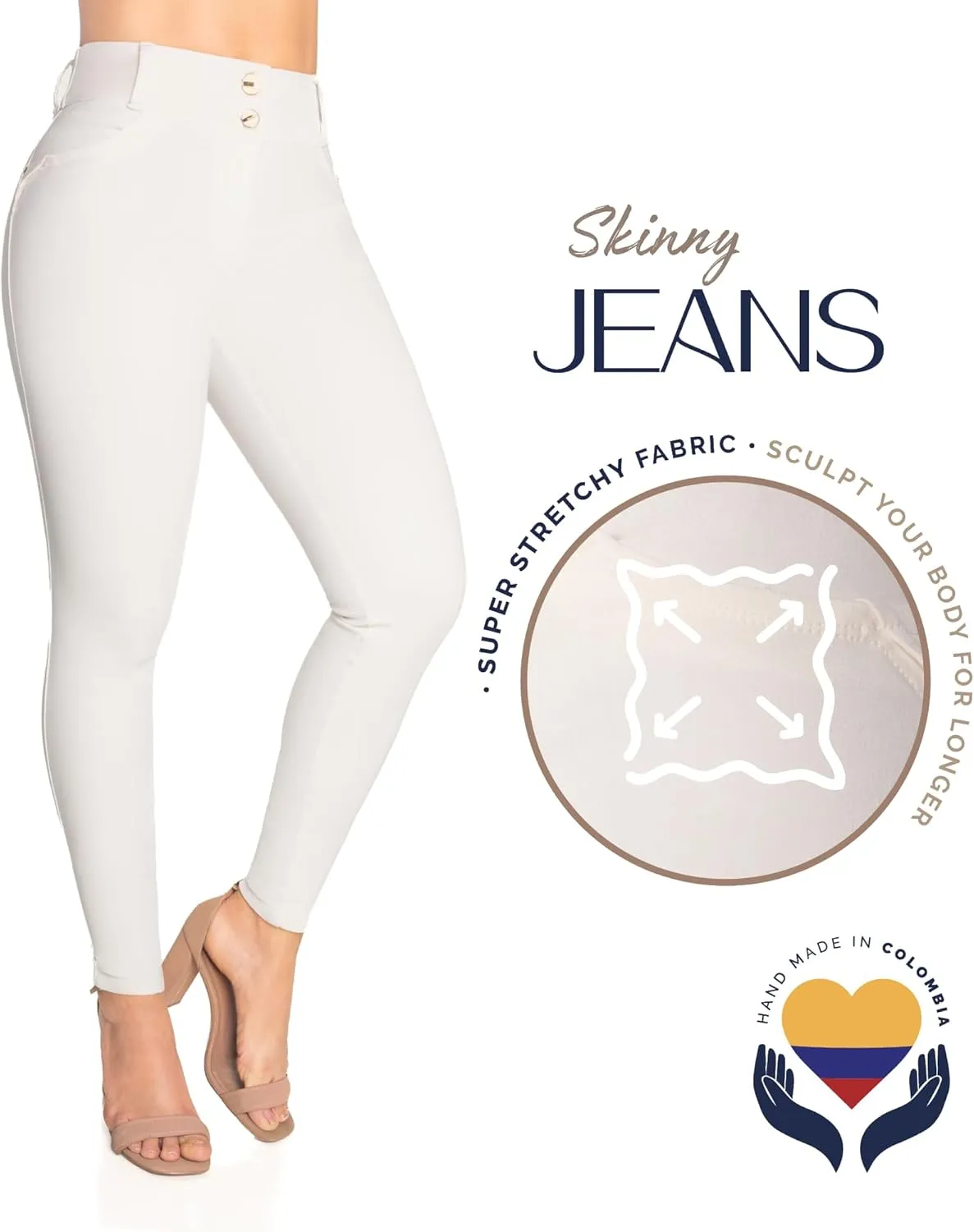 High-Rise Push-Up Jeans Pantalones Levanta Cola Colombianos Originales