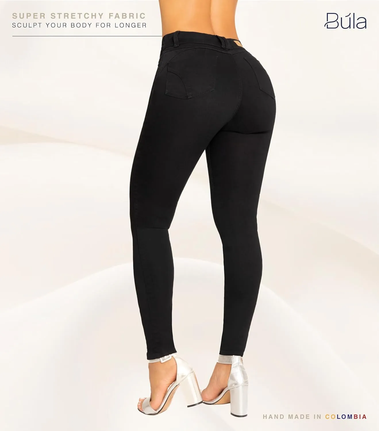 High-Rise Push-Up Jeans Pantalones Levanta Cola Colombianos Originales