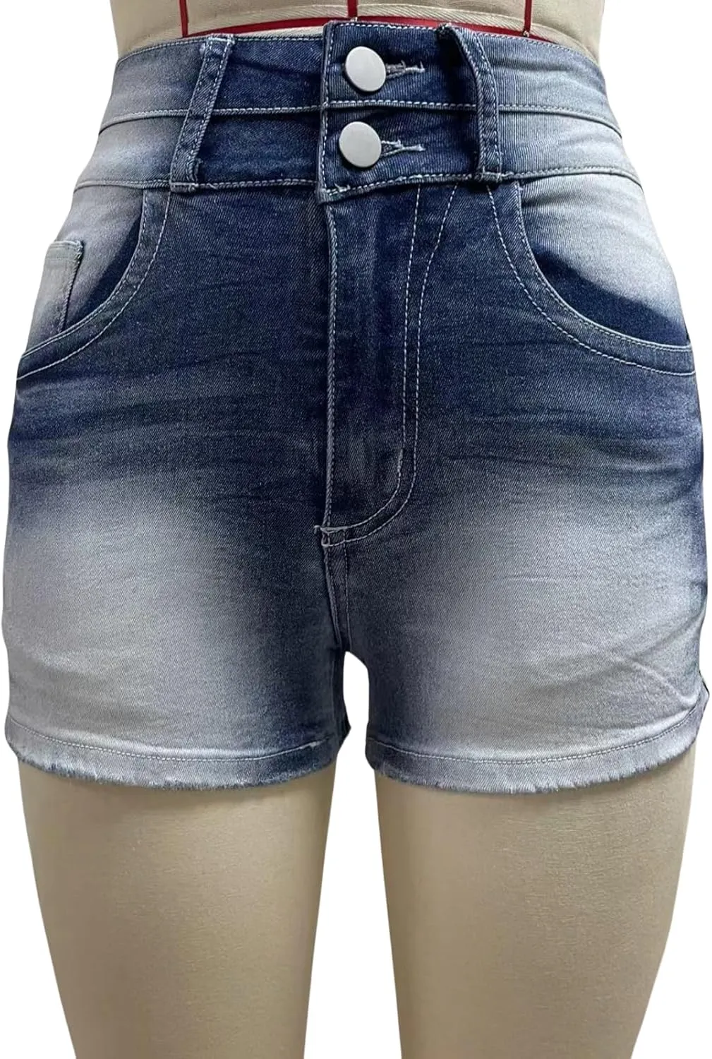 High Waisted Jean Shorts for Women Stretchy Distressed Skinny Denim Shorts Ripped Summer Shorts Embroided Pockets