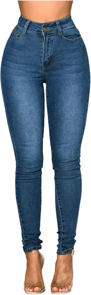 High Waisted Jeans for Women Stretch Butt Lifting Skinny Colombian Jeans Casual Slim Fit Denim Pants with Pockets
