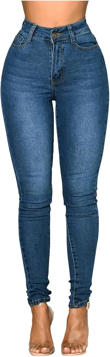 High Waisted Jeans for Women Stretch Butt Lifting Skinny Colombian Jeans Casual Slim Fit Denim Pants with Pockets