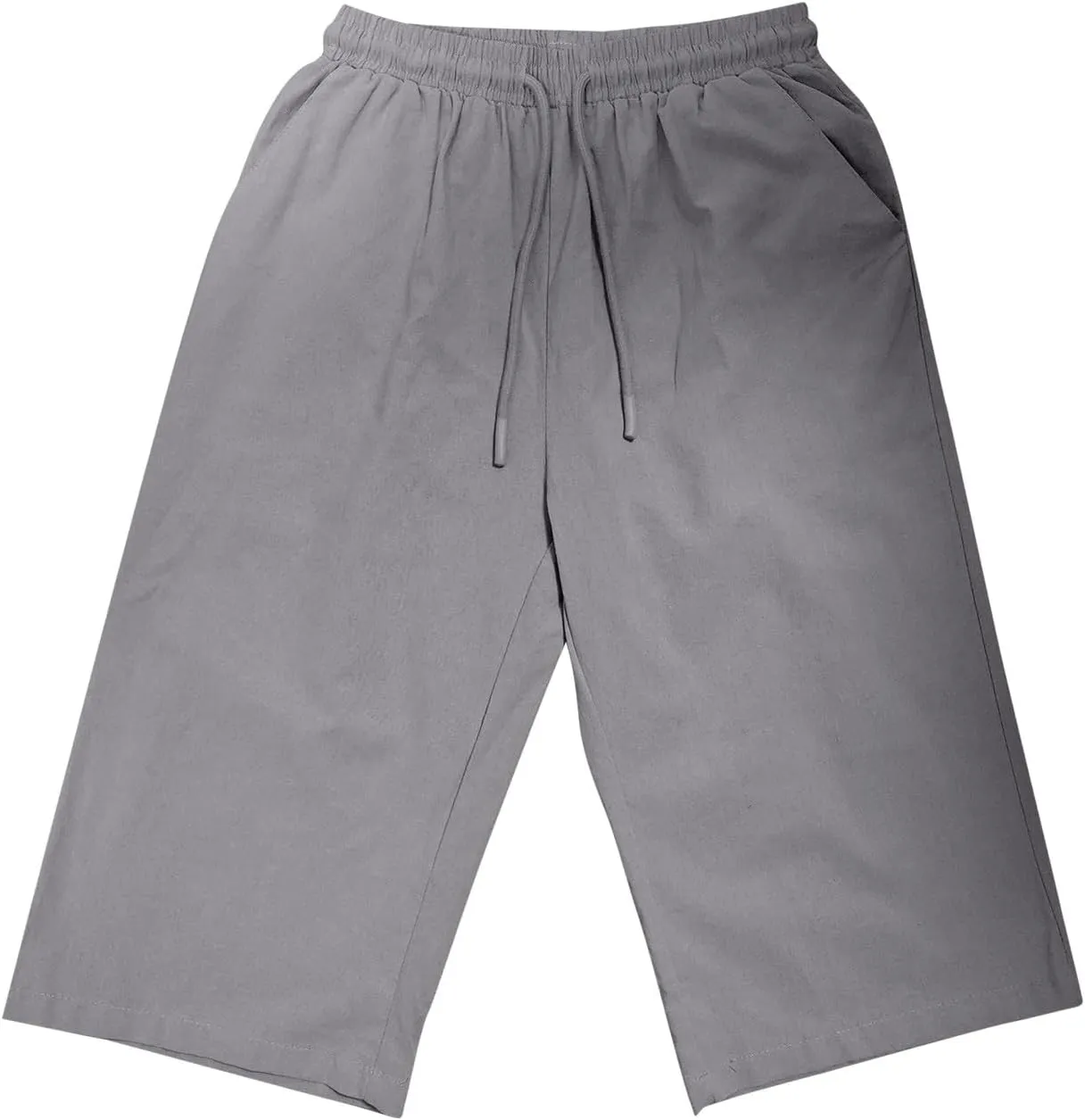 hlysgo Linen Shorts for Women Knee Length Bermuda Shorts 2025 Summer High Waist Drawstring Casual Beach Shorts with Pockets