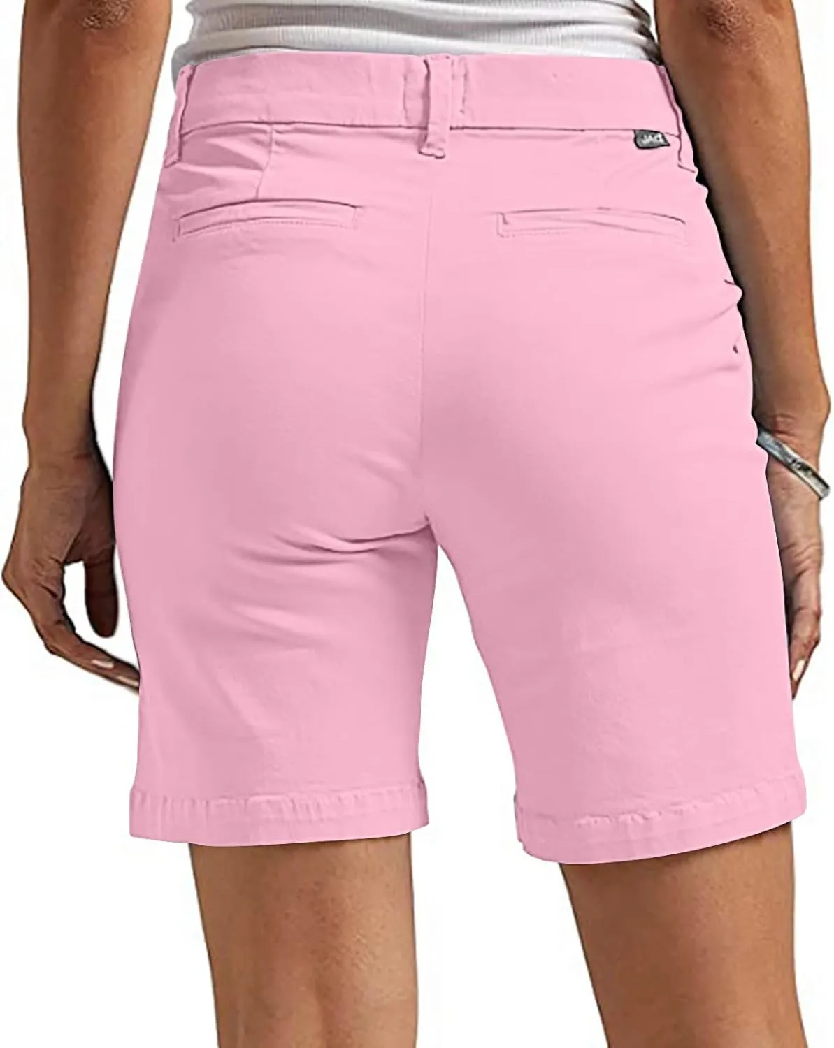 hlysgo Women Stretch Twill Shorts 2024 Summer Casual Slim Fit Hiking Shorts with Pockets High Waisted Pull On Chino Shorts
