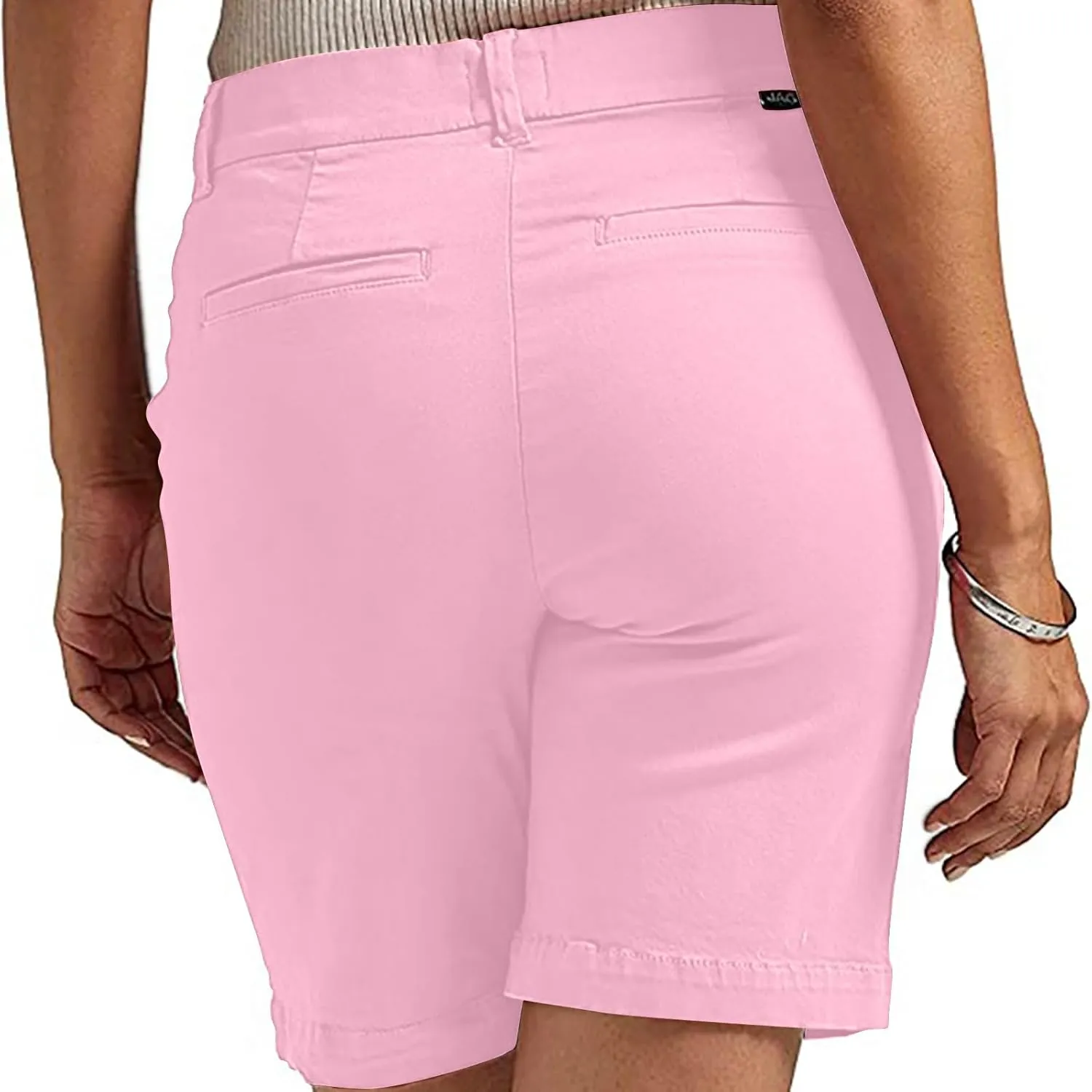 hlysgo Women Stretch Twill Shorts 2024 Summer Casual Slim Fit Hiking Shorts with Pockets High Waisted Pull On Chino Shorts