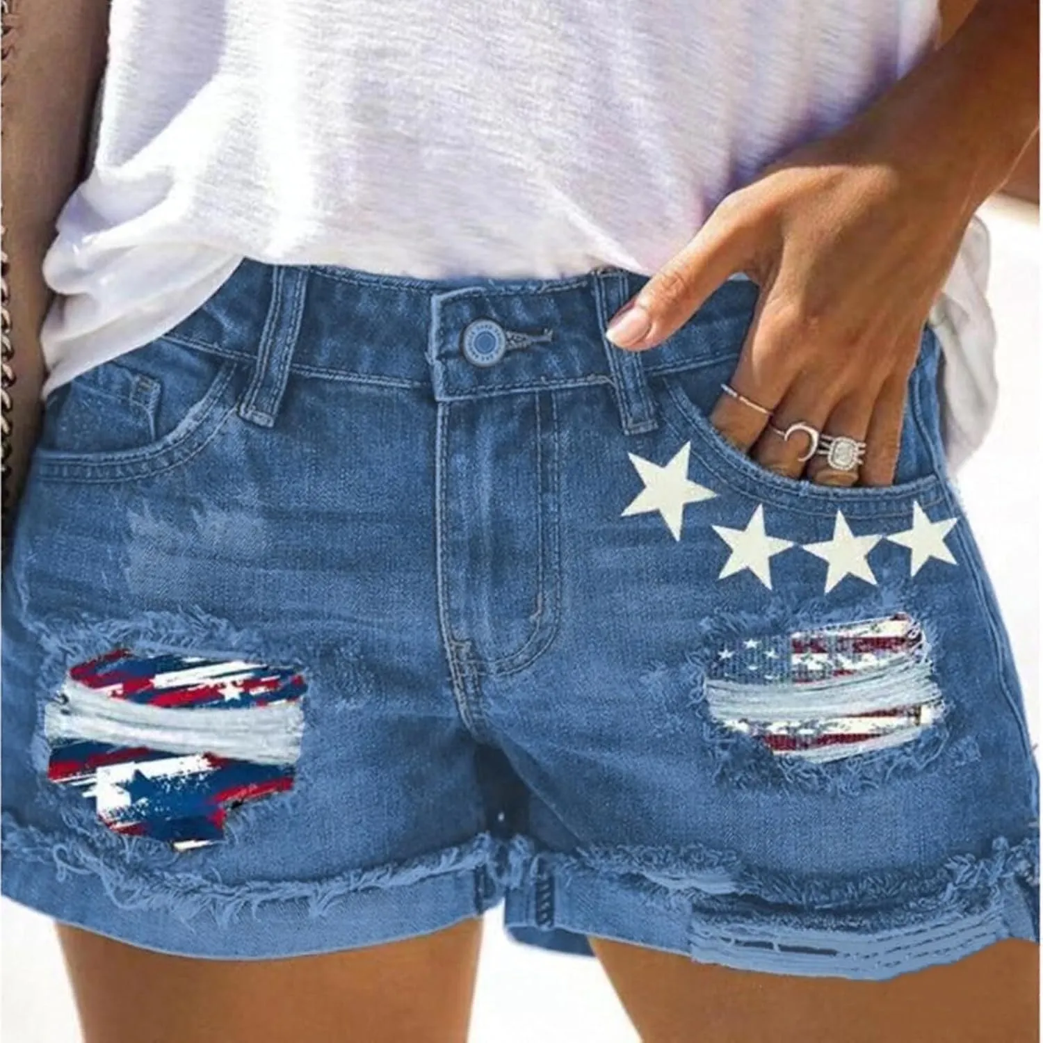 Jean Shorts Womens Comfy Casual High Waisted Denim Shorts Pants with Pockets Trendy