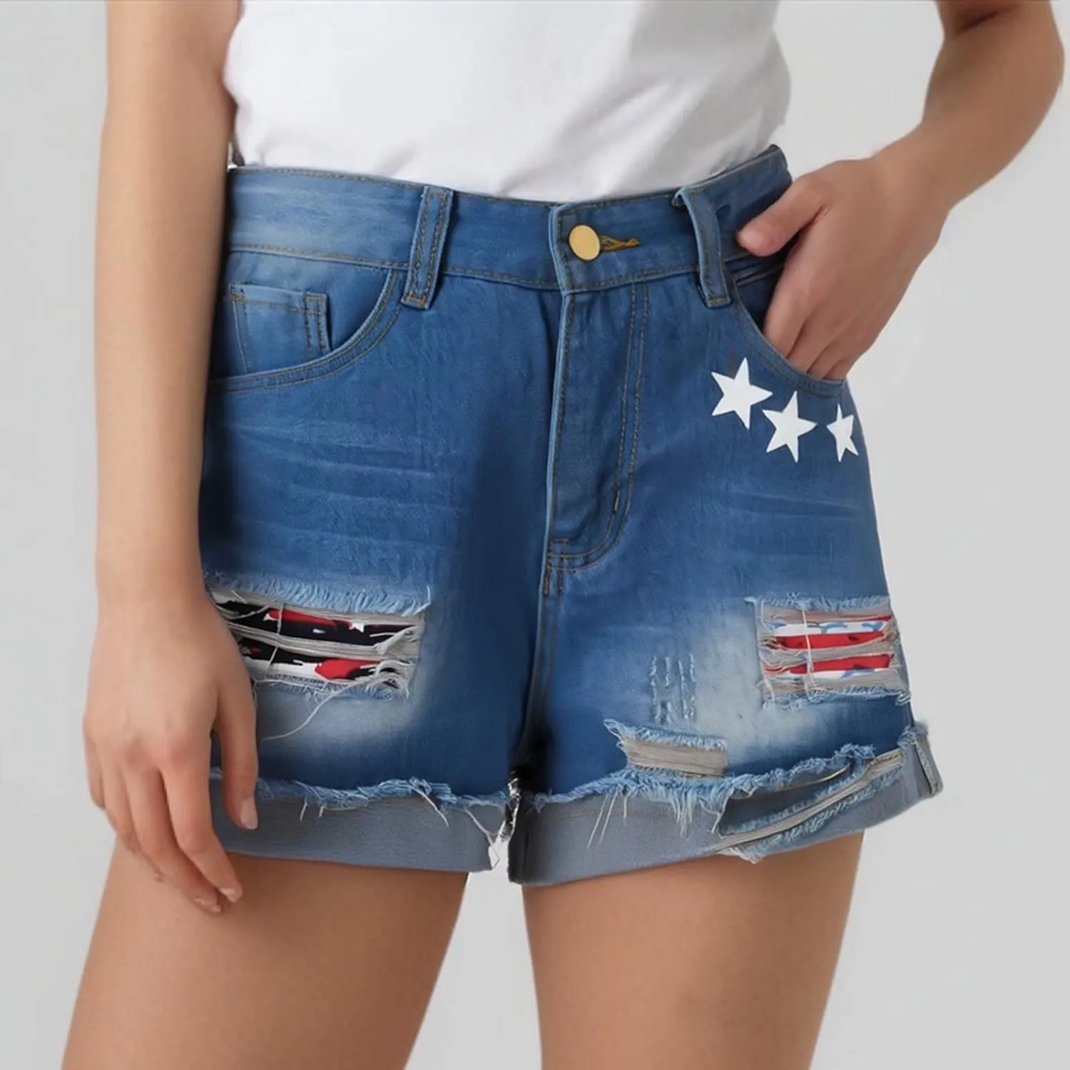 Jean Shorts Womens Comfy Casual High Waisted Denim Shorts Pants with Pockets Trendy