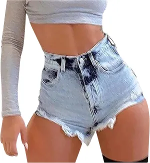 Jean Shorts Womens High Waisted Vintage Denim Shorts for Women Trendy Frayed Raw Hem Hot Pants Women's Shorts