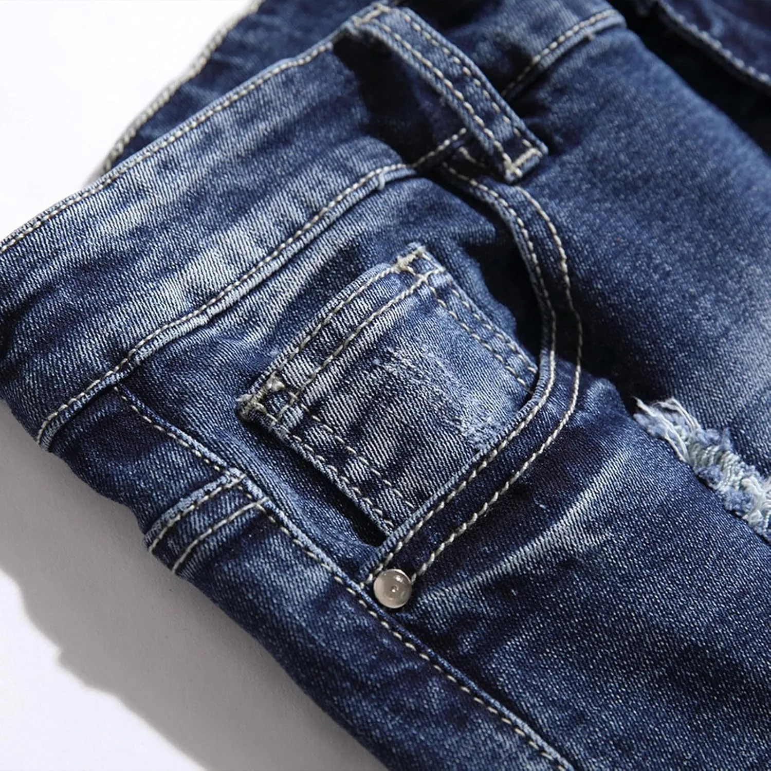 Jeans Shorts for Men Classic Fit Stretch Slim Fit Ripped Denim Shorts Causal Distressed Stretchy Waistband Shorts