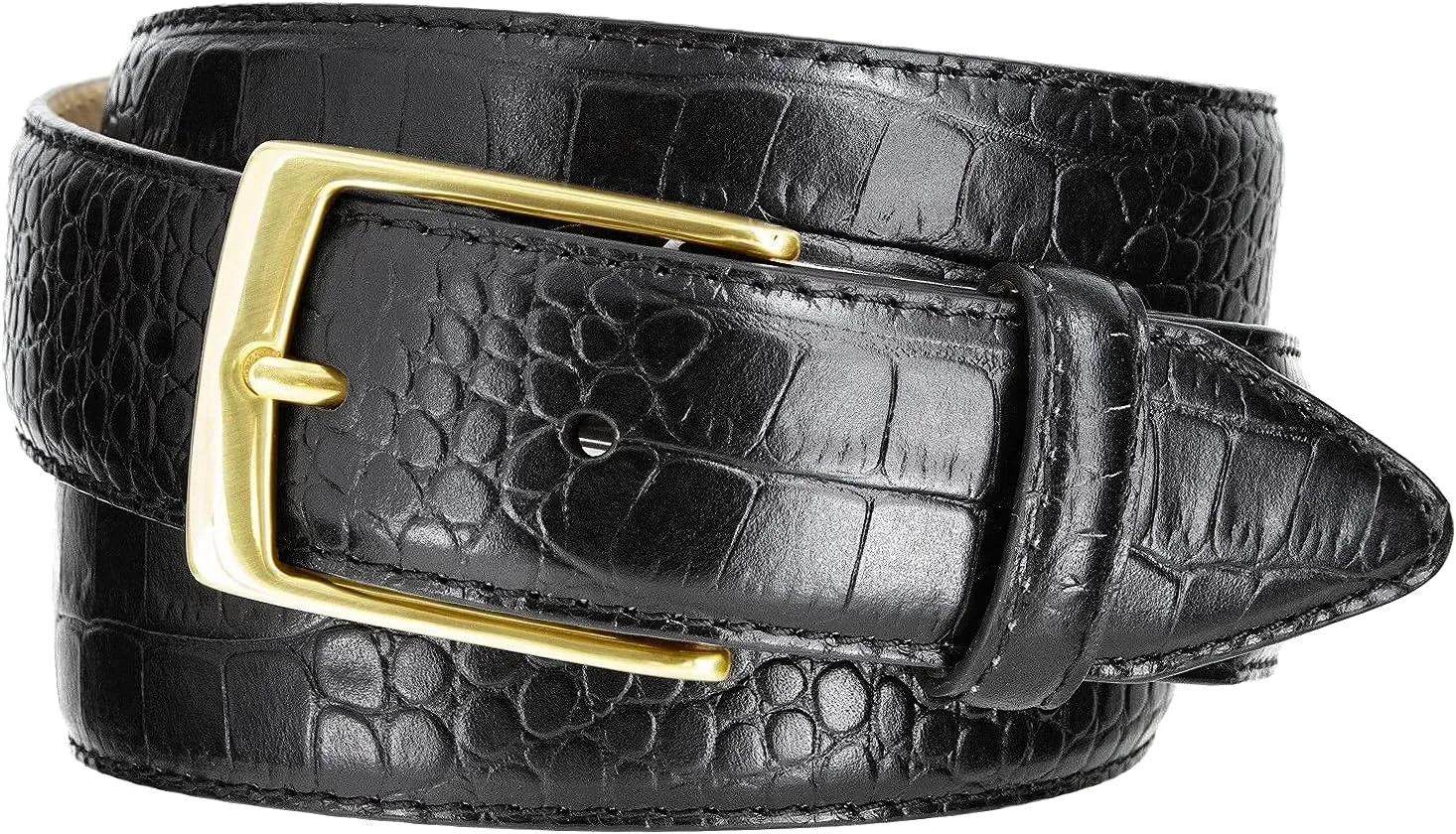 Joseph Gold/Grove Silver / J2 Genuine Full-Grain Cowhide Leather Designer Dress Belt 1-3/8"(35mm) Wide