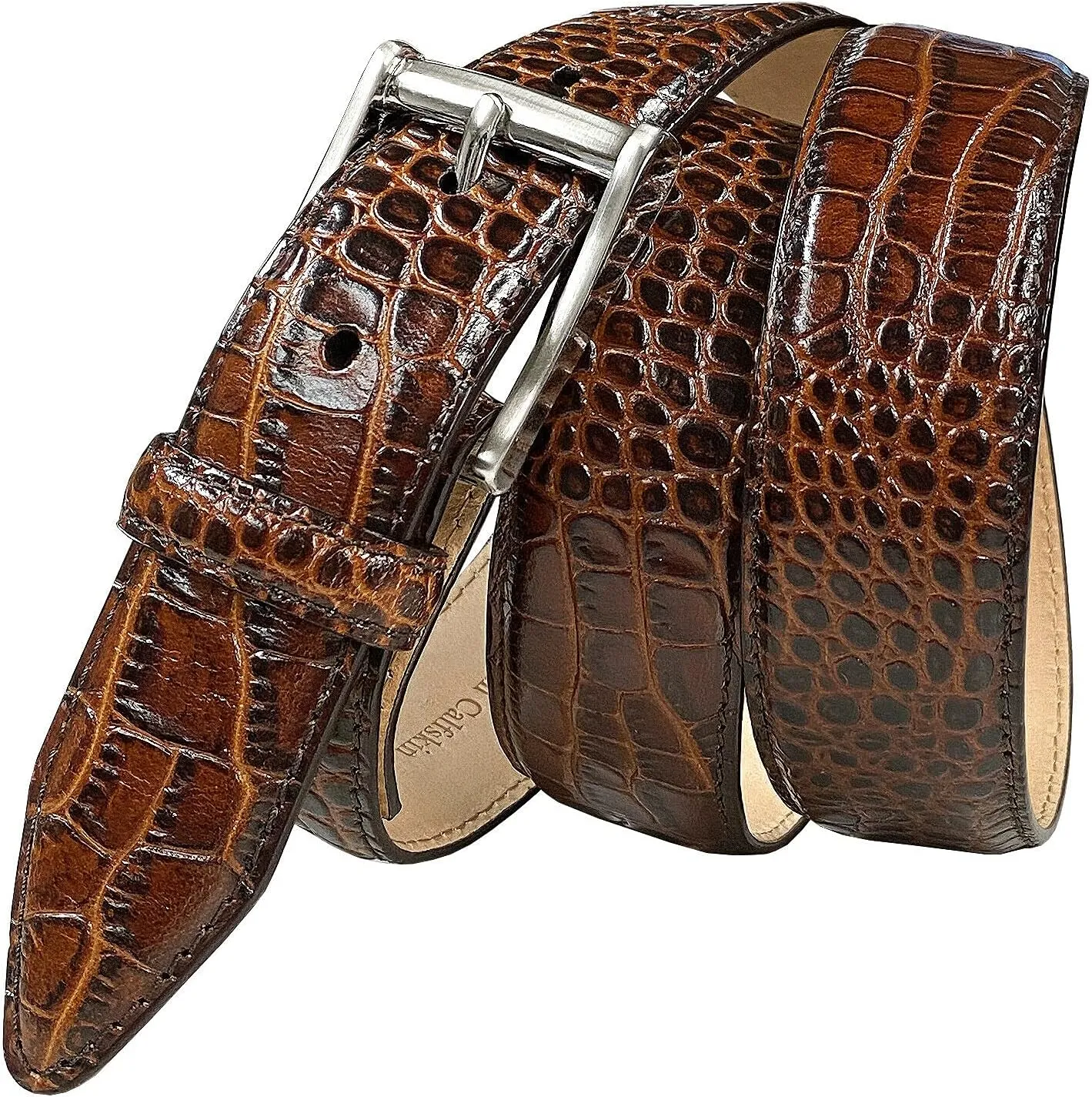 Joseph Gold/Grove Silver / J2 Genuine Full-Grain Cowhide Leather Designer Dress Belt 1-3/8"(35mm) Wide