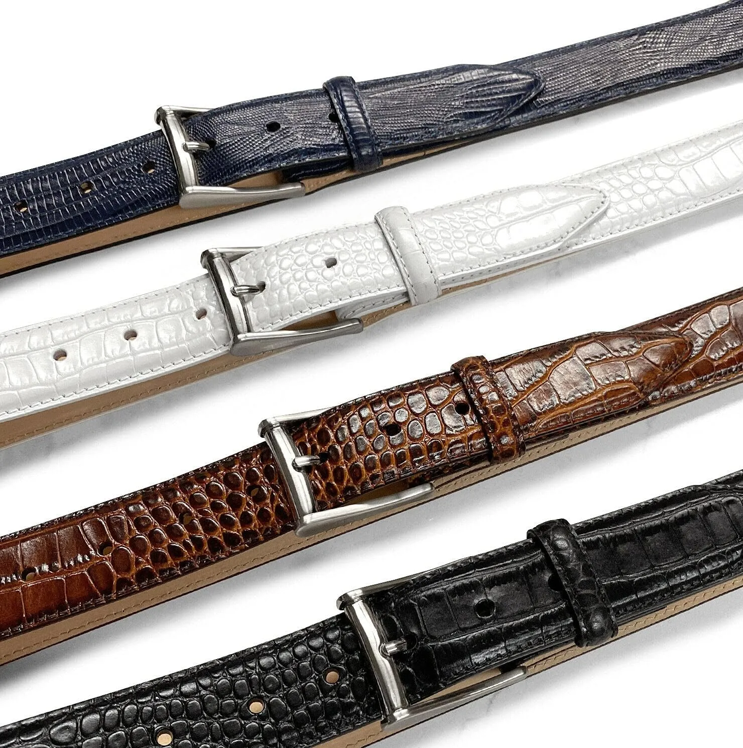 Joseph Gold/Grove Silver / J2 Genuine Full-Grain Cowhide Leather Designer Dress Belt 1-3/8"(35mm) Wide