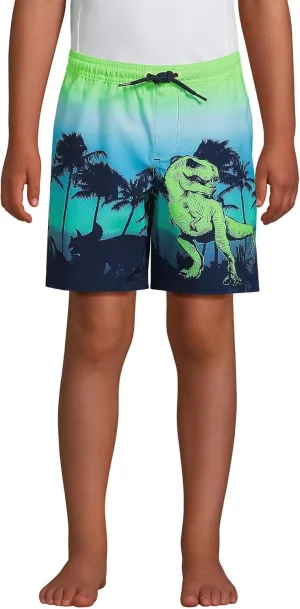 Lands' End Boys Slim Printed Volley Swim Trunks