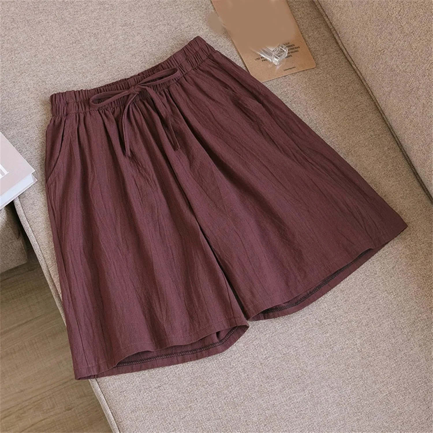 LCMTWX Plus Size Shorts Sweat Shorts Elastic Waist Running Workout Shorts with Pockets Women's Wide Leg Pants Plus Size