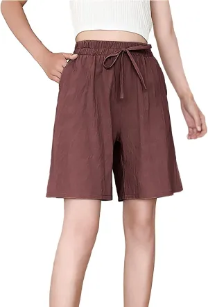 LCMTWX Plus Size Shorts Sweat Shorts Elastic Waist Running Workout Shorts with Pockets Women's Wide Leg Pants Plus Size
