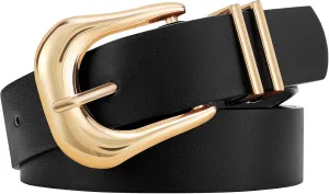 LEACOOLKEY Women's Fashion Leather Belt Ladies Casual Formal Waist Belts for Jeans Dress Pants