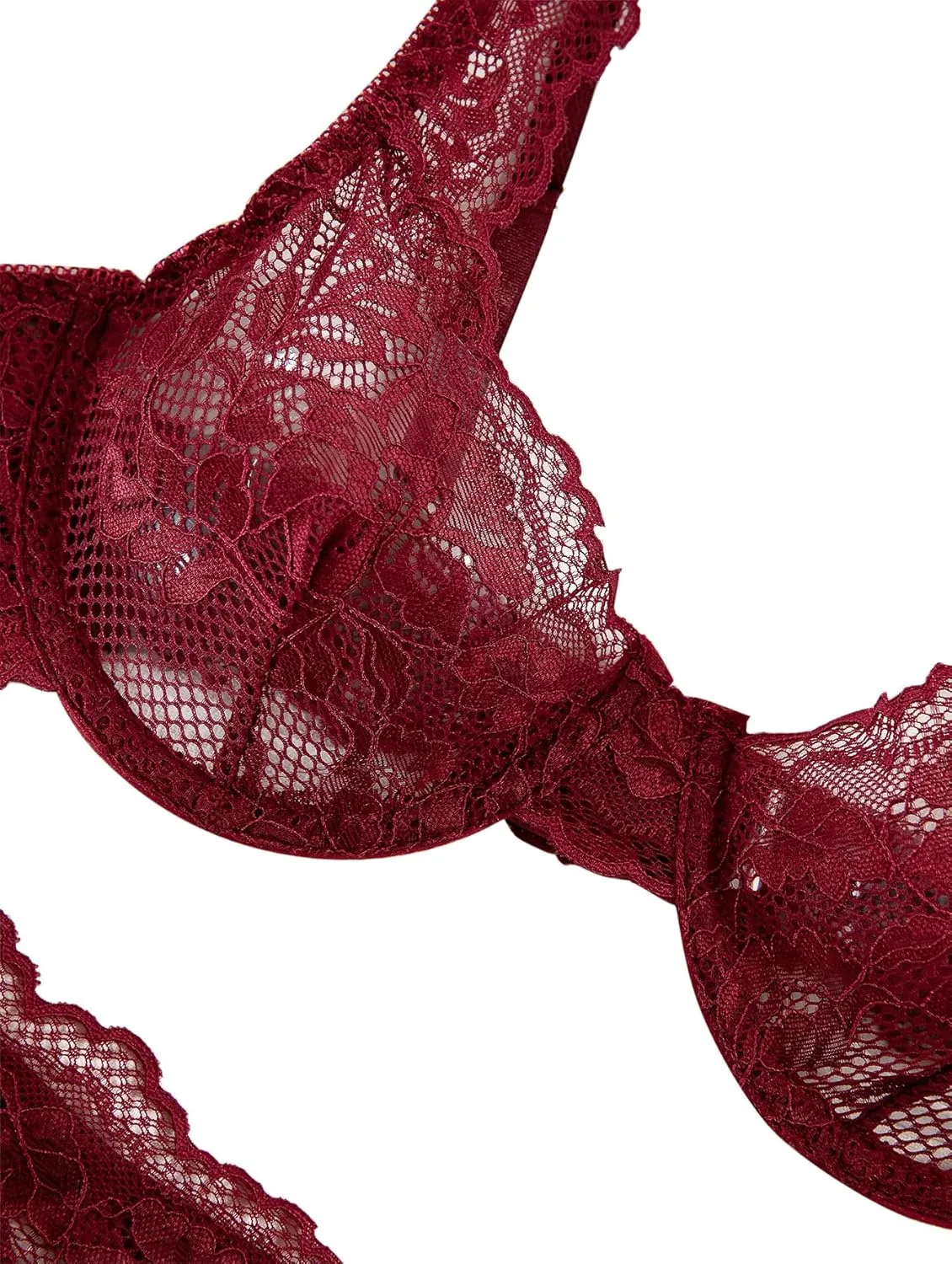 Lilosy Sexy Floral Lace Underwire Push Up Lingerie Set Outfits