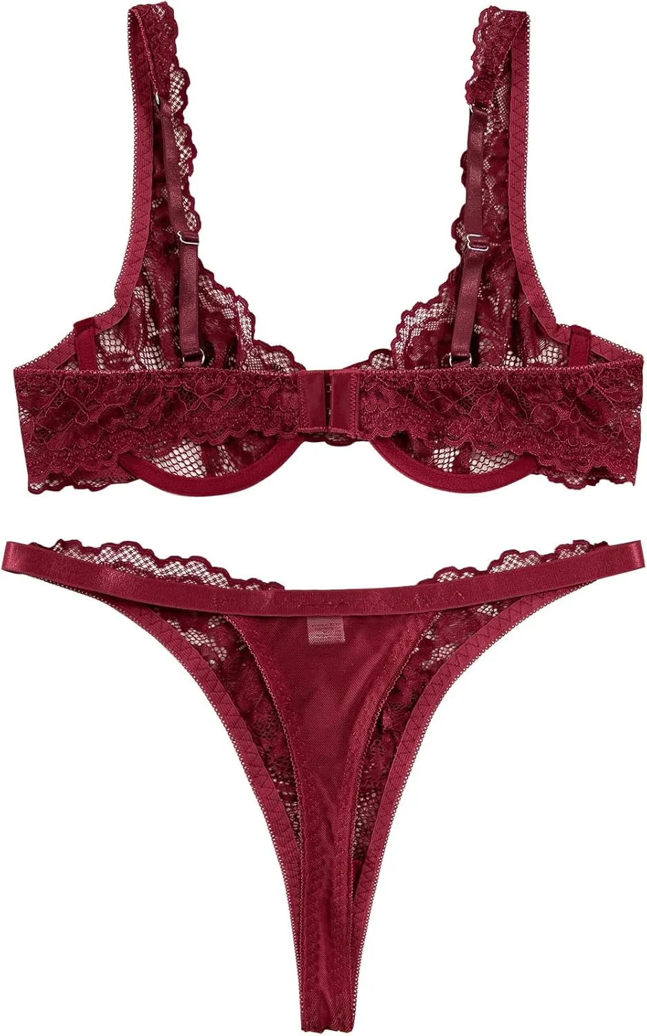 Lilosy Sexy Floral Lace Underwire Push Up Lingerie Set Outfits