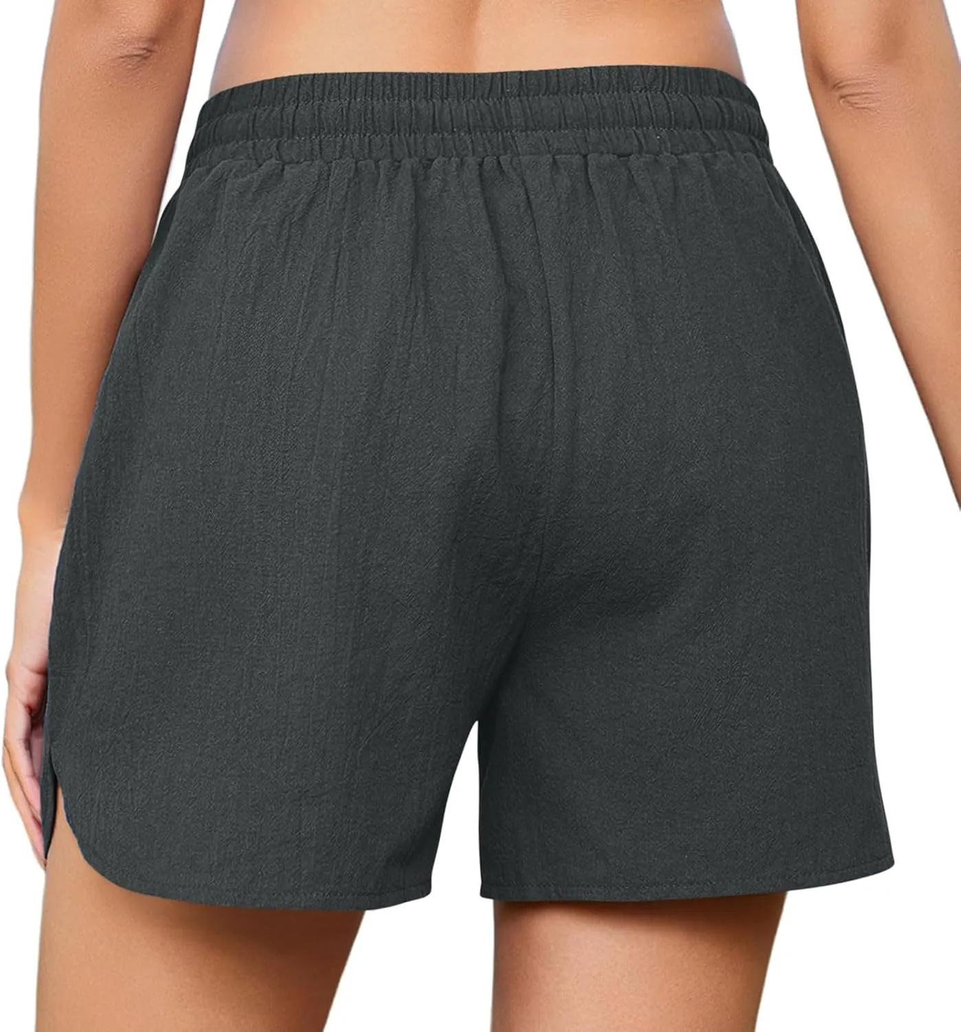Linen Shorts for Women 2025 Trendy Summer Plus Size Comfy Drawstring Casual Pants Elastic Waist Wide Leg Shorts