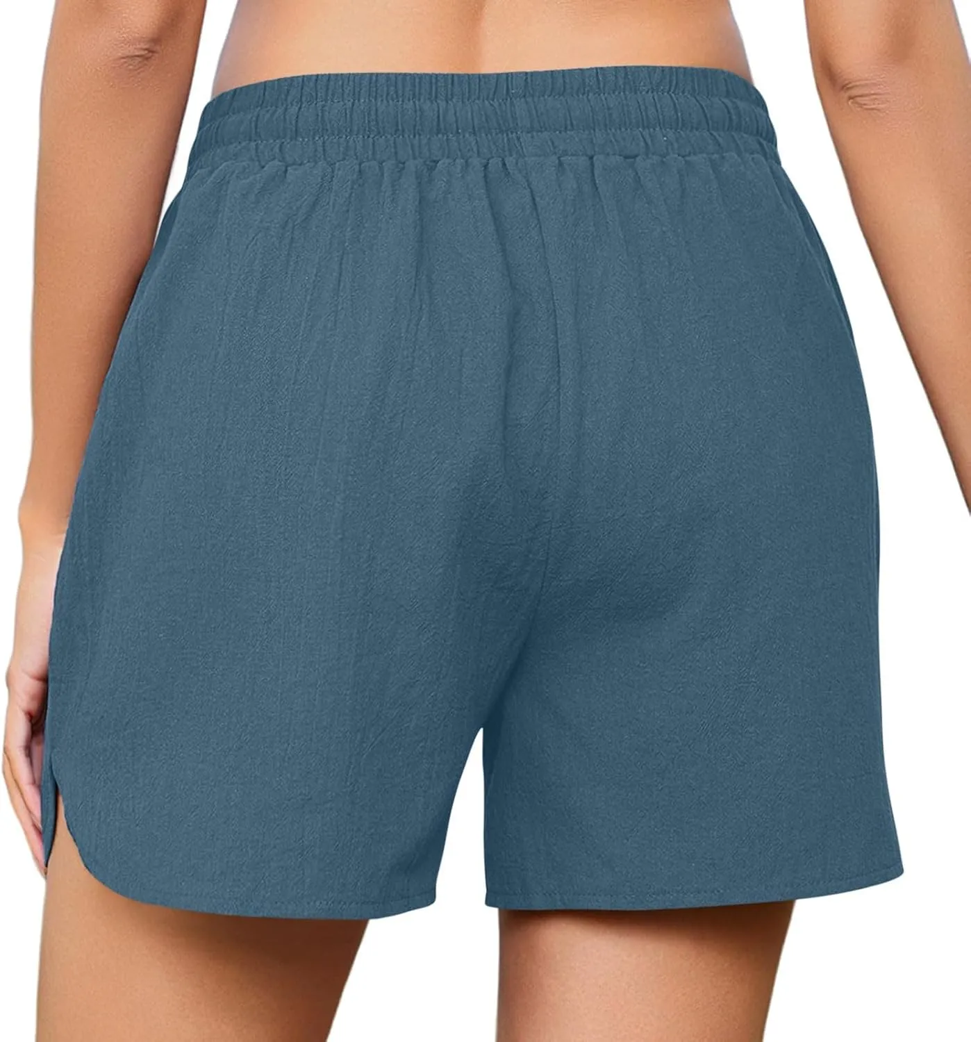 Linen Shorts for Women 2025 Trendy Summer Plus Size Comfy Drawstring Casual Pants Elastic Waist Wide Leg Shorts