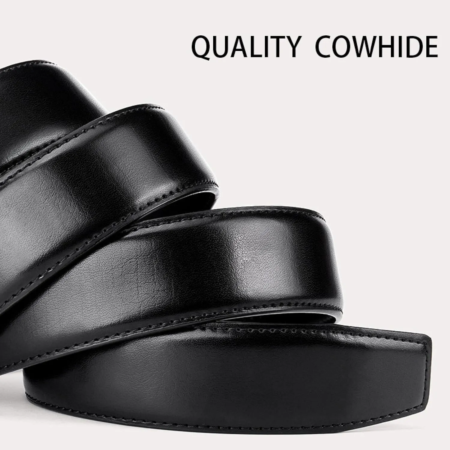 Luxury Genuine Leather Belt for Men's Casual Dress Automatic Ratchet Jeans Pants