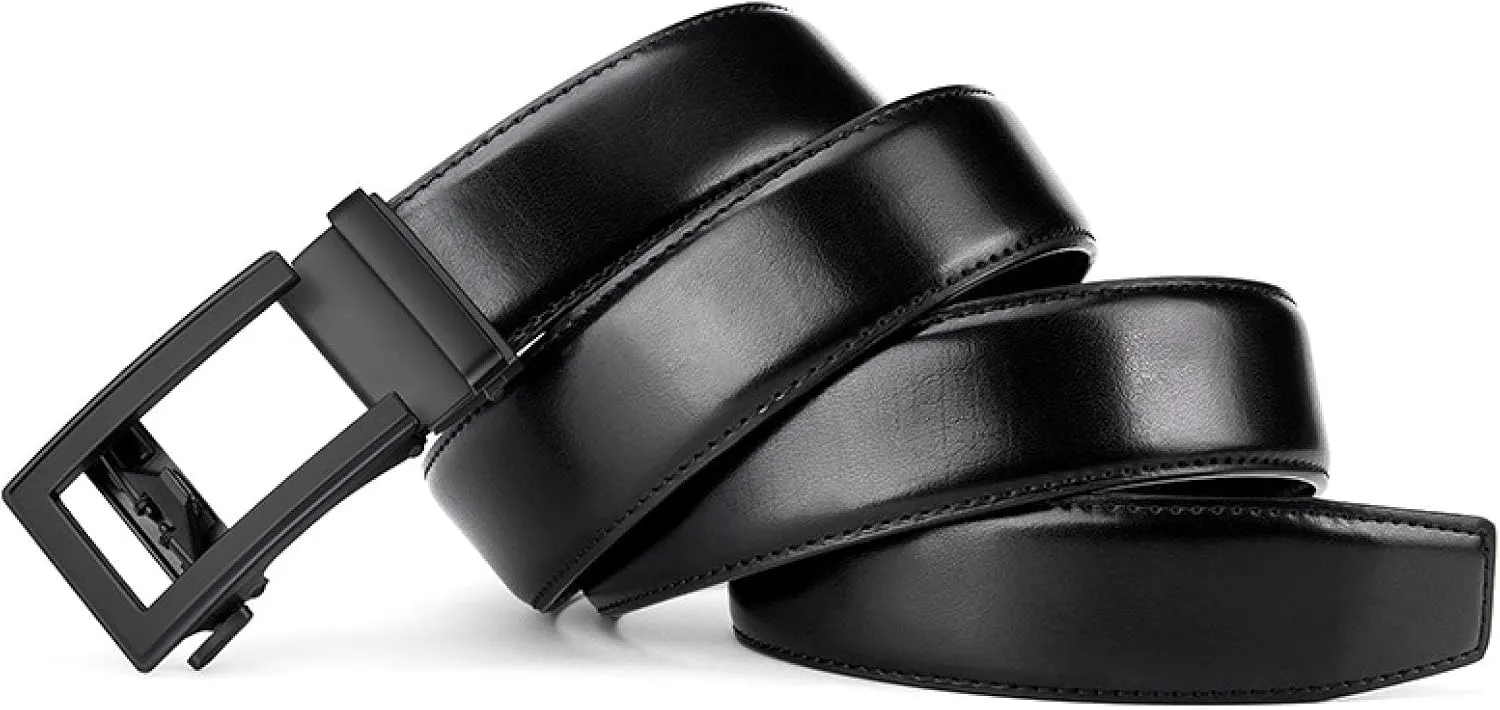 Luxury Genuine Leather Belt for Men's Casual Dress Automatic Ratchet Jeans Pants