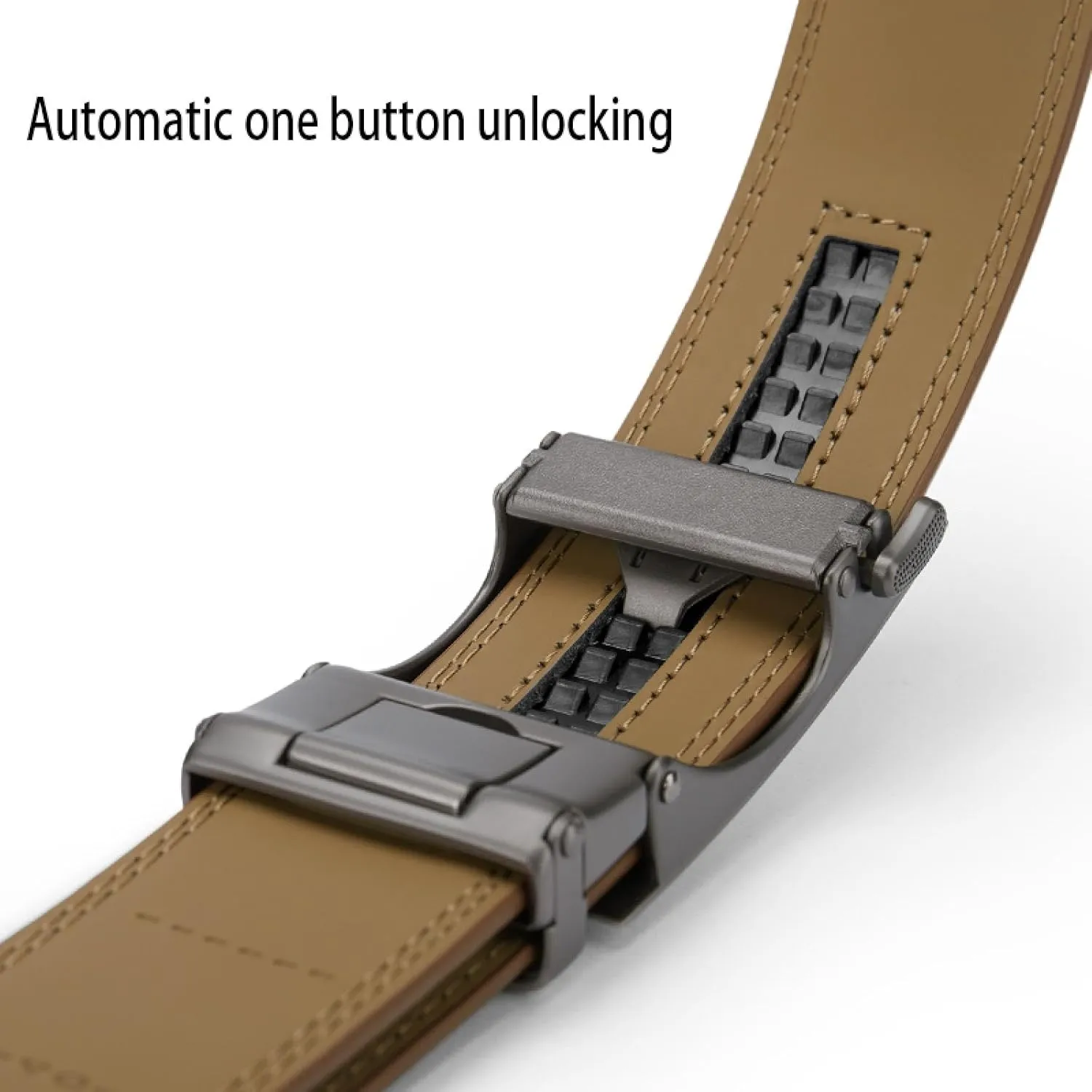 Luxury Genuine Leather Belt for Men's Casual Dress Automatic Ratchet Jeans Pants