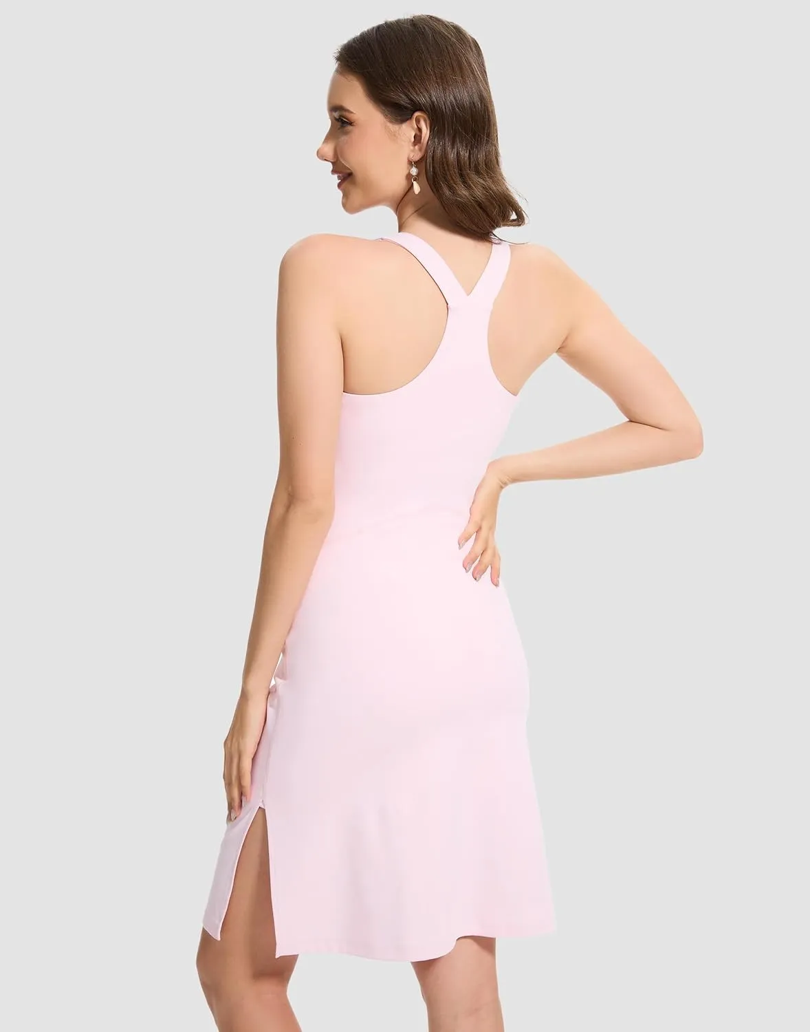 M MOTEEPI Women Maternity Summer Casual Athletic Dress Split Ruched Pregnancy Bodycon Dress for Photoshoot Baby Shower