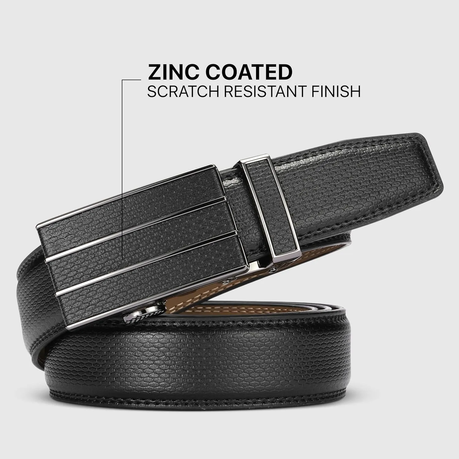 Marino Mens Genuine Leather Ratchet Dress Belt With Automatic Buckle, Enclosed in an Elegant Gift Box