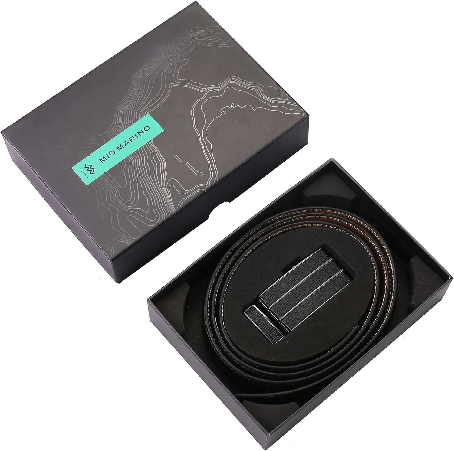 Marino Mens Genuine Leather Ratchet Dress Belt With Automatic Buckle, Enclosed in an Elegant Gift Box