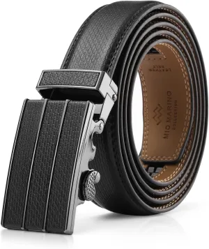 Marino Mens Genuine Leather Ratchet Dress Belt With Automatic Buckle, Enclosed in an Elegant Gift Box